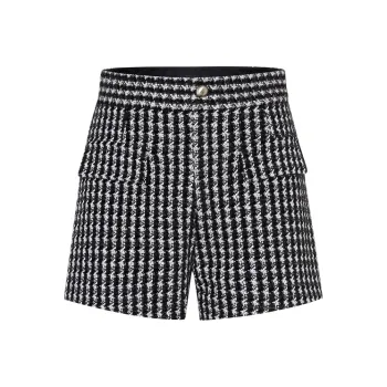 MOCO Casual Shorts Women's Black White Plaid