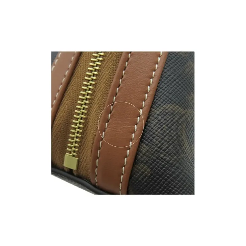 CELINE Calfskin Makeup Bag, Clutch Women's Tawny-4