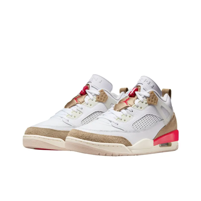 Jordan Spizike Anti Slip Wear Resistant Low Top Vintage Basketball Shoes Men's White Brown-2