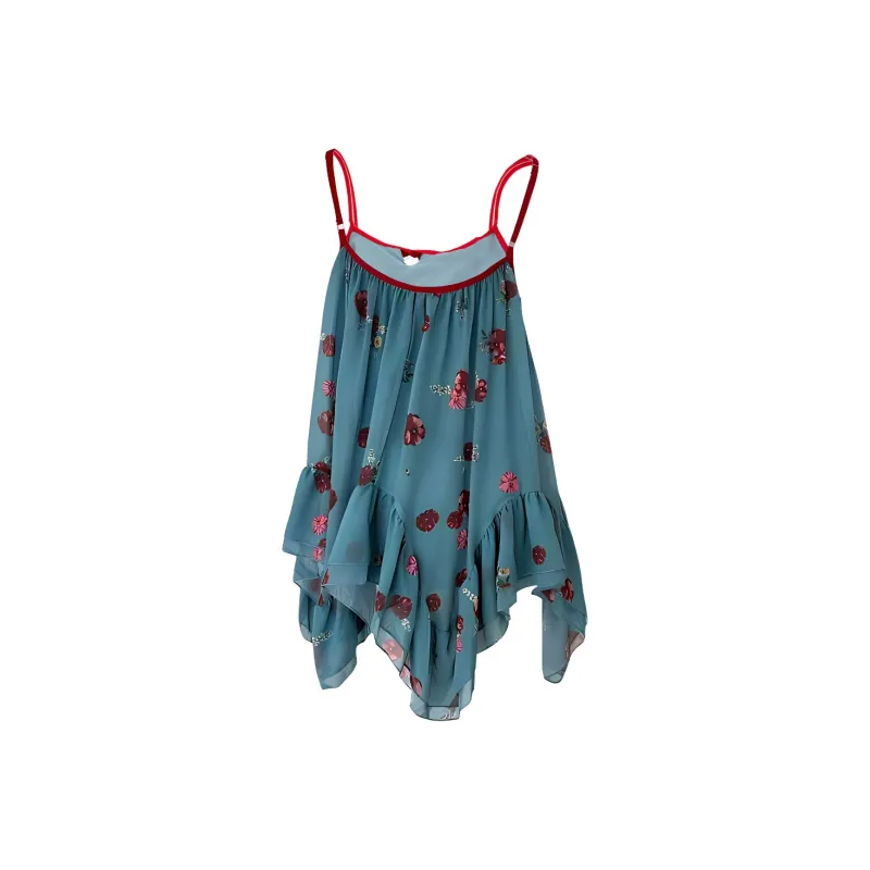 IQC Slip Dresses Women's Blue Green Floral-1