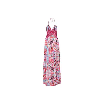 PHILIPP PLEIN Abstract print V neck Maxi Dress