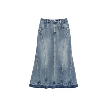 Bebe FW24 Denim Long Skirts Women's Blue
