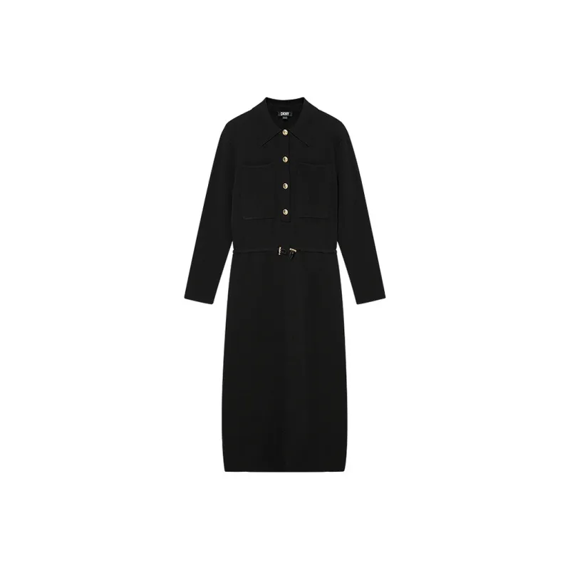 DKNY Long Sleeved Dress Women's Black-0