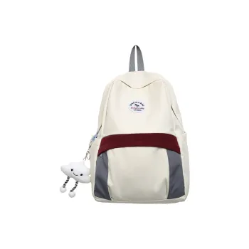 WICKBUEN Nylon Backpack Unisex Ecru/Black/Blue