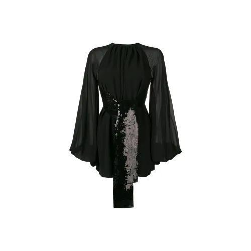 SAINT LAURENT Sequin-Detailed Sheer Sleeves Dress