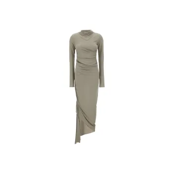 ANDREĀDAMO Asymmetric Draped Midi Dress