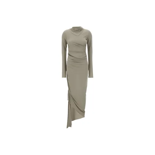 ANDREĀDAMO Asymmetric Draped Midi Dress