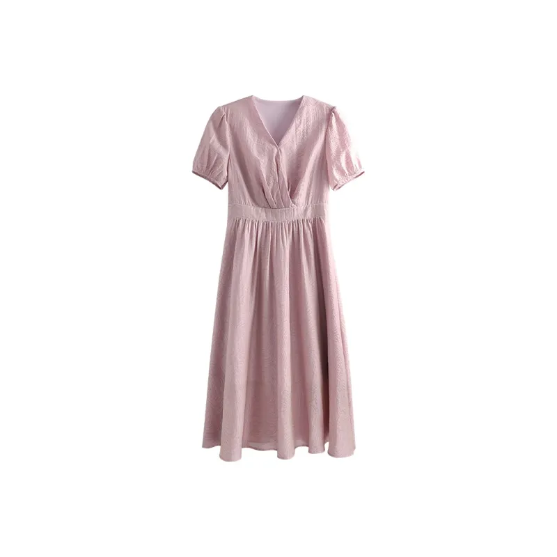 She Enjoys Short Sleeved Dress Women's Taro Purple-0