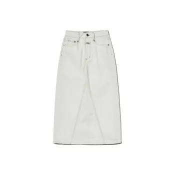 MARITHE FRANCOIS GIRBAUD SS25 Denim Long Skirt Women's White