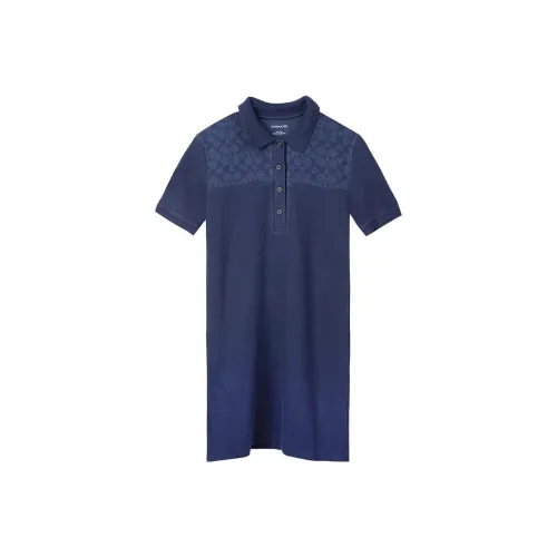 COACH Short Sleeved Dresses Women's Navy