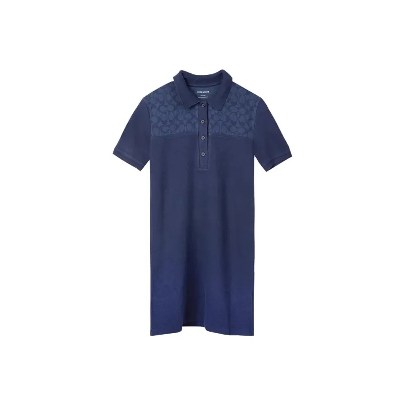 COACH Short Sleeved Dresses Women's Navy-0