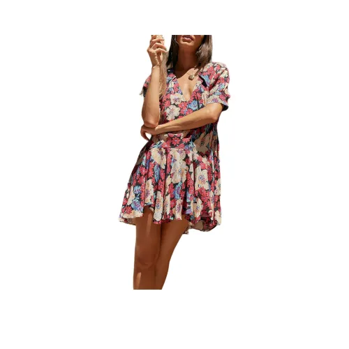 FREE PEOPLE Sugar Crush Mini Dress Short-Sleeved Dresses Women's Black Combo/Black Combo