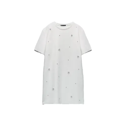 ZARA Short Sleeved Dresses Women's White
