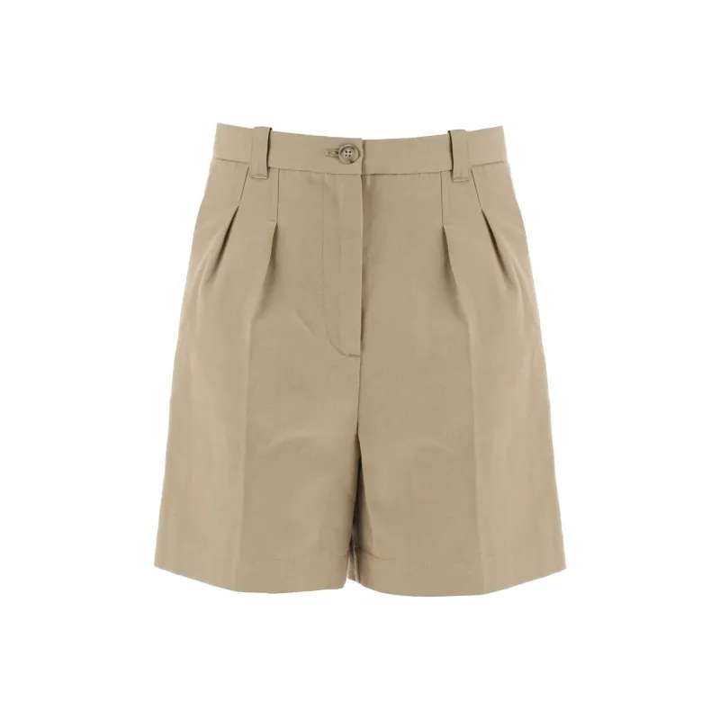 A.P.C Pleat Linen Shorts-0