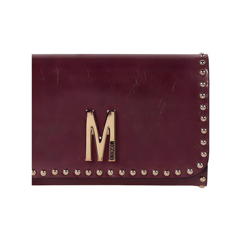 MOSCHINO Leather Crossbody Bag Shoulder Bag Women's Red-4