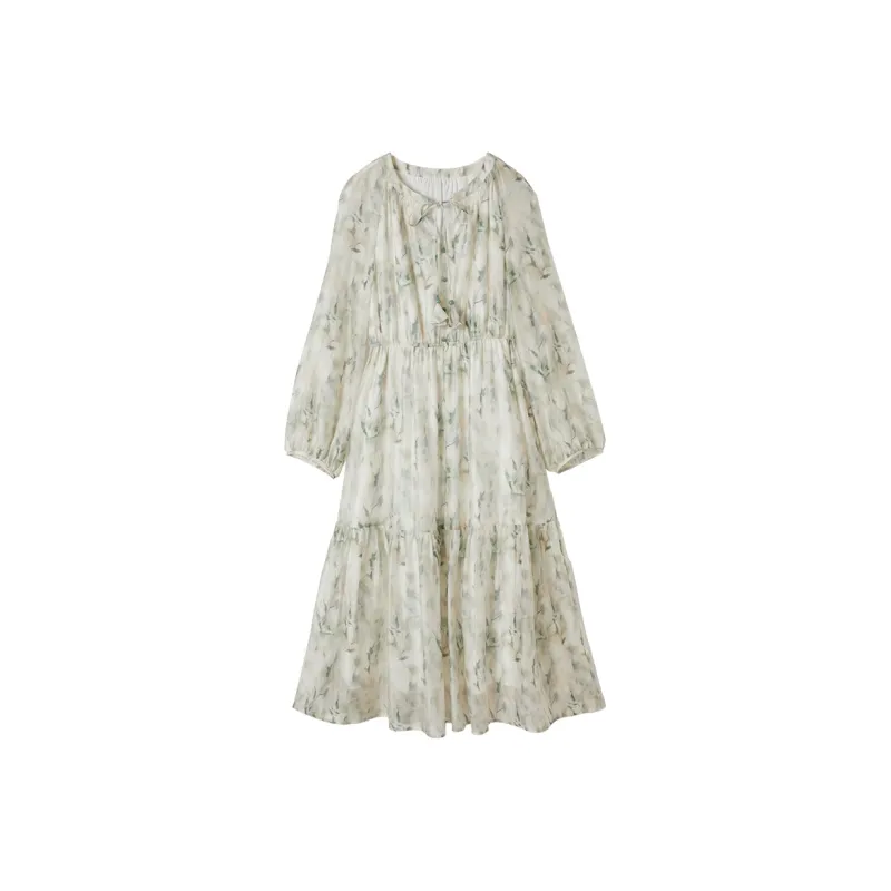 XIANGYING Long Sleeved Dresses Women's Green-0