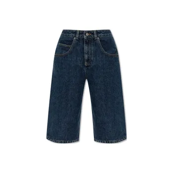 Givenchy 4G Embroidered Knee Length Denim Shorts