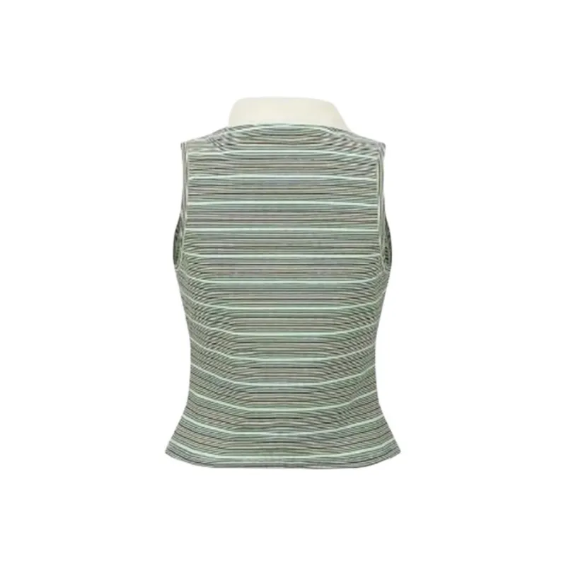 URBAN REVIVO Tank Tops Women's Blue Green Stripes-1