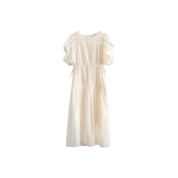 ABBY GODDESS Short Sleeved Dresses Women's Apricot