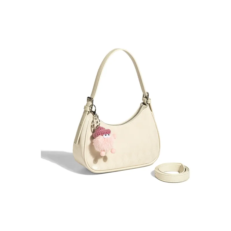 C°BANNER Synthetic Leather Shoulder Bag Trumpets Women's Ecru/Dusty Pink-4