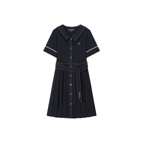 Teenie Weenie Short Sleeved Dress Women's Navy Blue