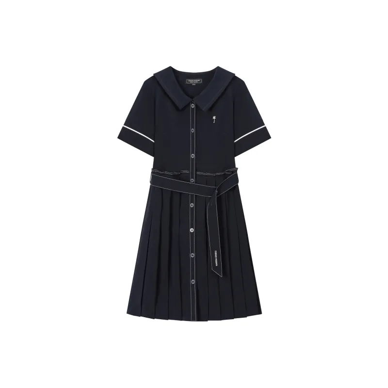 Teenie Weenie Short Sleeved Dress Women's Navy Blue-0