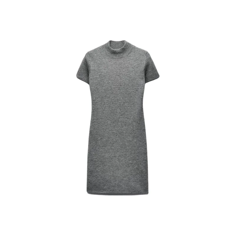 ZARA Short Sleeved Dress Women's Zebra Print Gray-0
