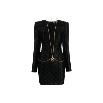 Elisabetta Franchi Long Sleeved Dresses Women's Black