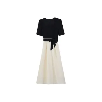 PIERRE CARDIN Short Sleeved Dresses Women's Black/Light Yellow