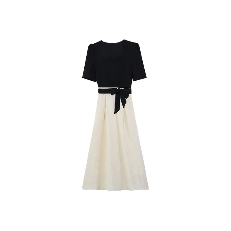 PIERRE CARDIN Short Sleeved Dresses Women's Black/Light Yellow-0