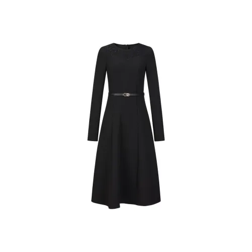 JZ. ANNAKRO Long Sleeved Dresses Women's Plain Black