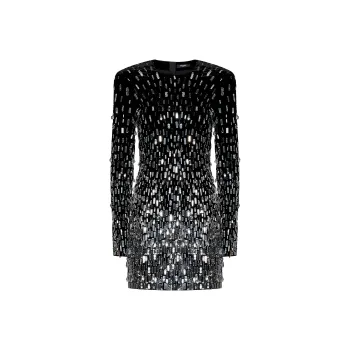 BALMAIN Sequin-Embellished Velvet Mini Dress