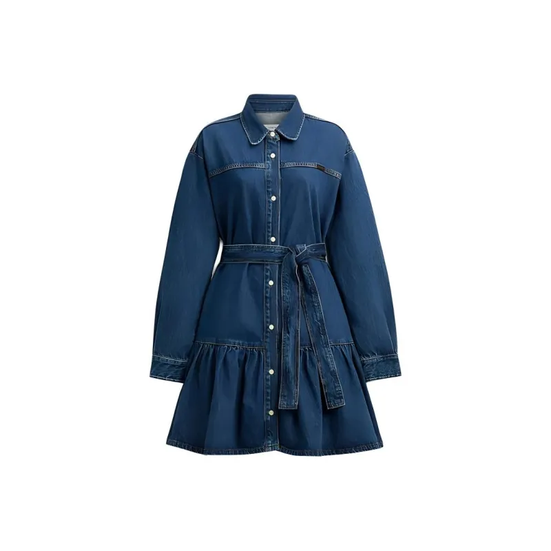 COACH SS24 Long Sleeved Dress Women's Dark Blue-0