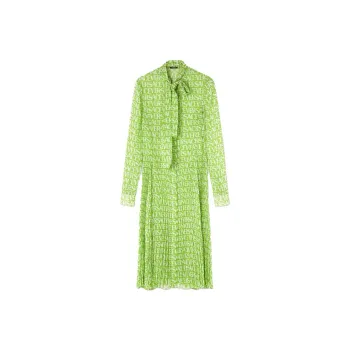 VERSACE Logo print Silk Shirtdress