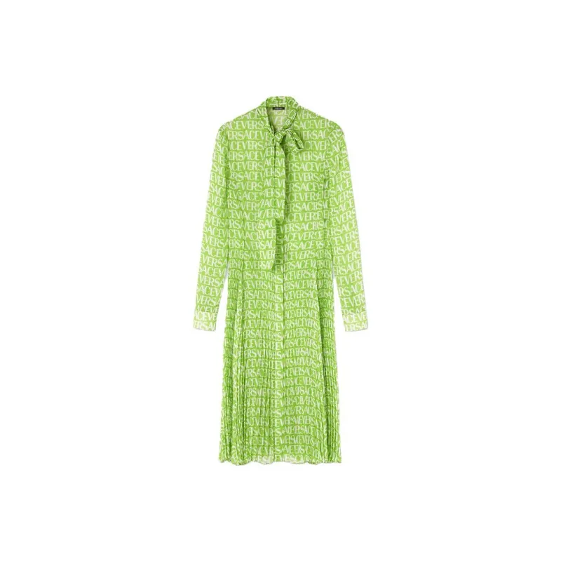 VERSACE Logo print Silk Shirtdress-0