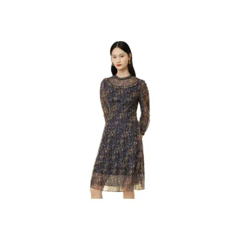 JZ Juzui Long Sleeved Dresses Women's Floral Dark Blue