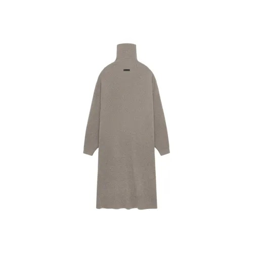 Fear Of God Essentials Women's Waffle Knit Turtleneck Dress Heather Gray