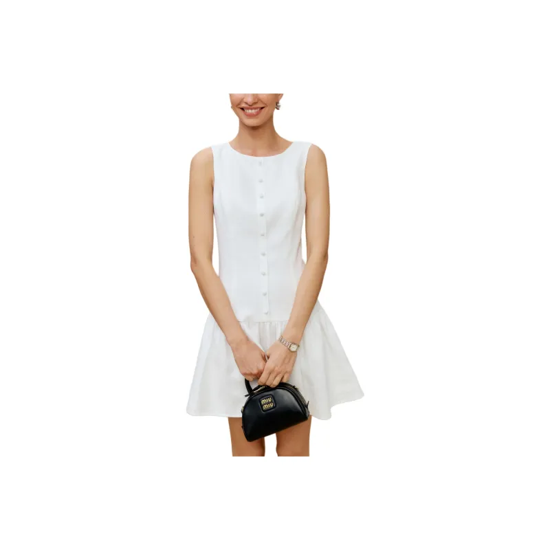 REFORMATION Keoni Linen Dress Sleeveless Dress Women's White-0