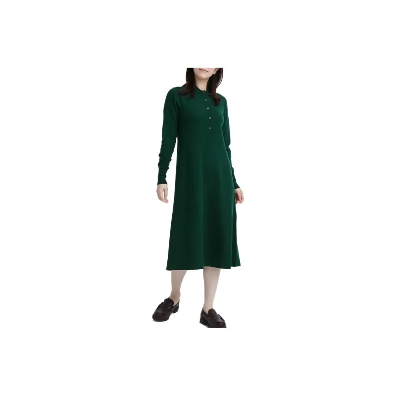 UNIQLO Long-Sleeved Dresses Women's Dark Olive-0