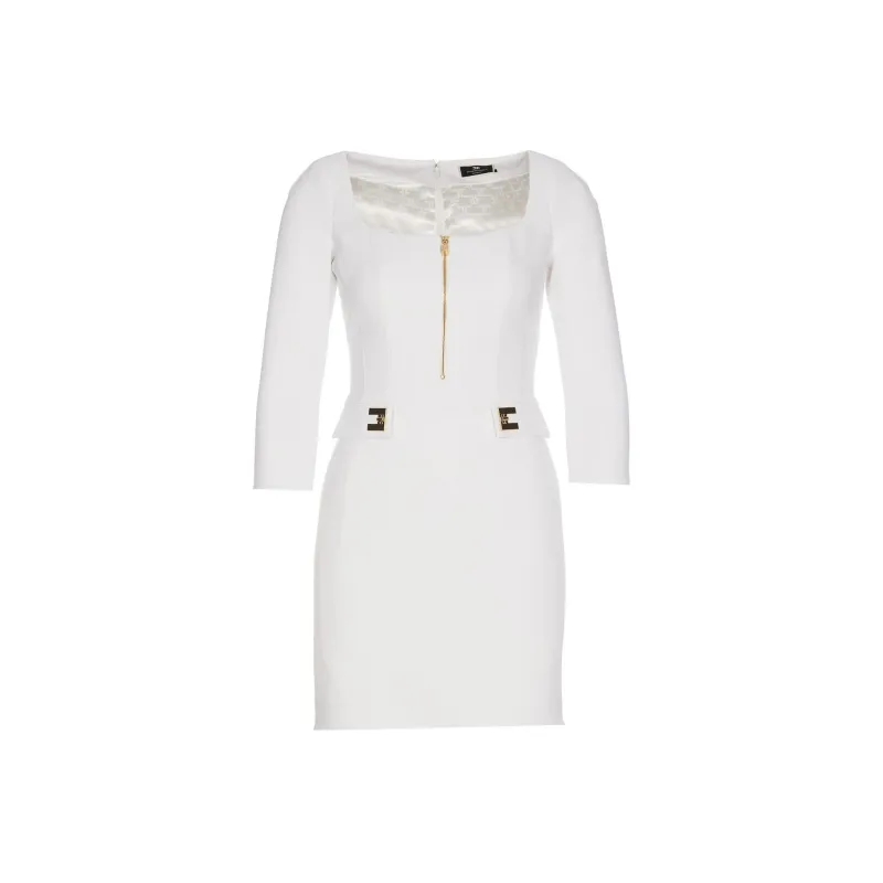 Elisabetta Franchi Long-Sleeved Dresses Women's White-0