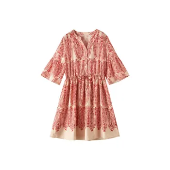 【dme】 Short Sleeved Dresses Women's Red