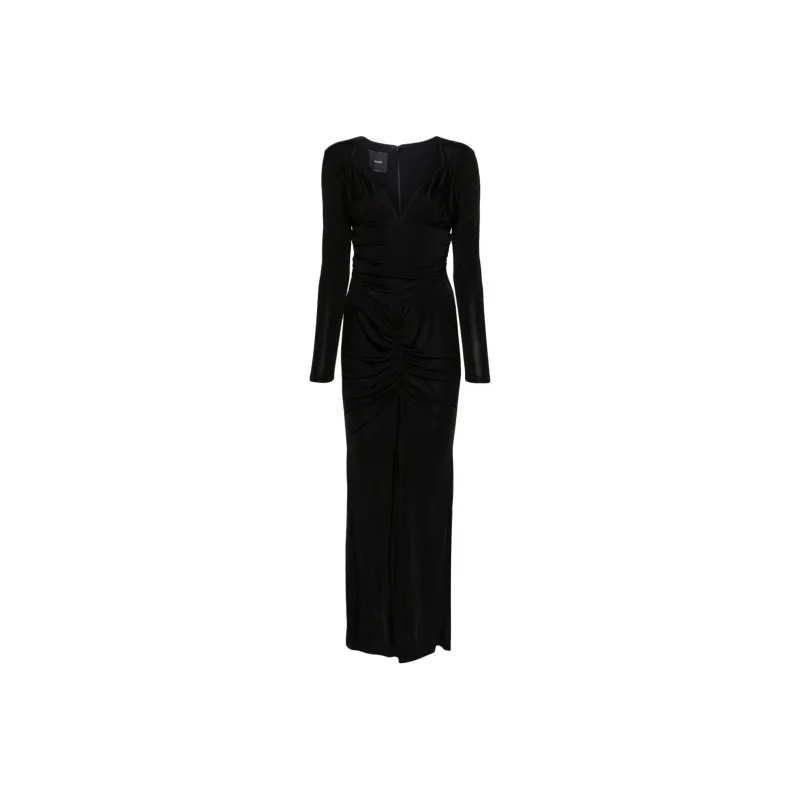 PINKO V-neck Ruched Maxi Dress-0