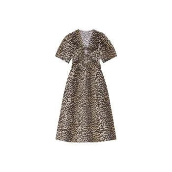 GANNI Leopard Print Midi Dress