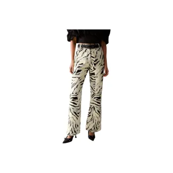 NASTY GAL Zebra Print Real Leather Trouser Leather Pants Women's Monochrome