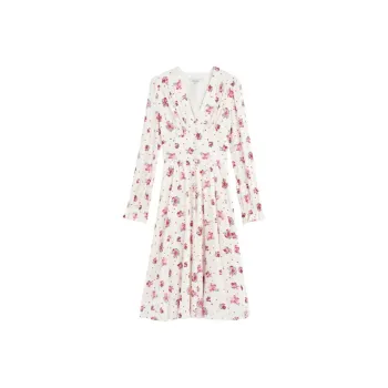 Bebe SS24 Long Sleeved Dress Women's White Flower