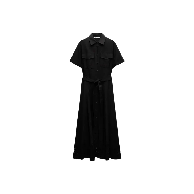 ZARA Short Sleeved Dress Women's Black-0