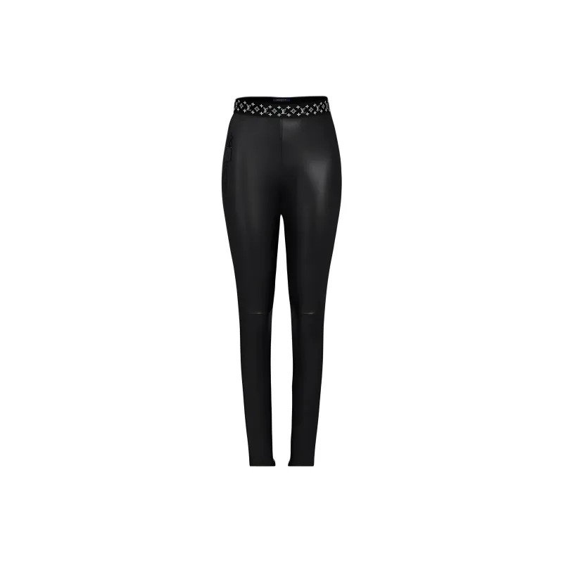 LOUIS VUITTON Contrast Accent Leather Leggings-0