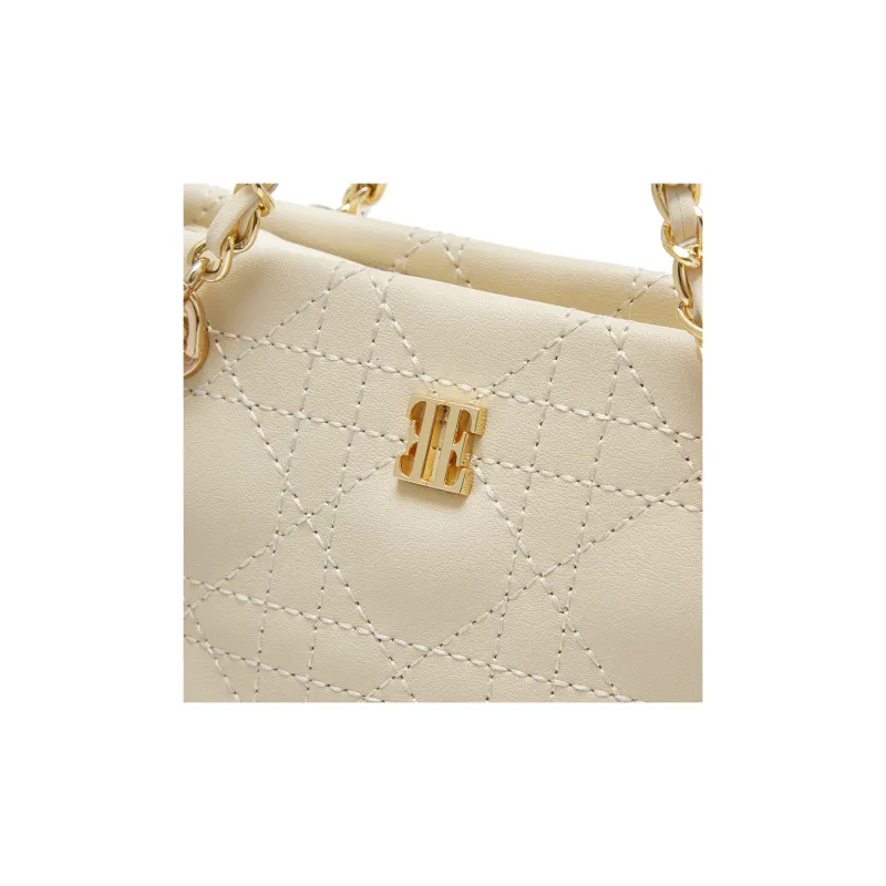 ELLE Cow Leather Tote Handbag Women's Black/White-9