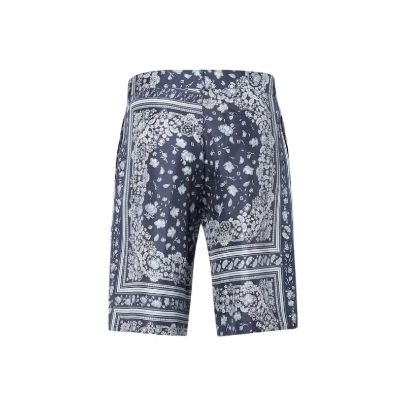 FENDI Casual Shorts Men Blue With White Lettering-1