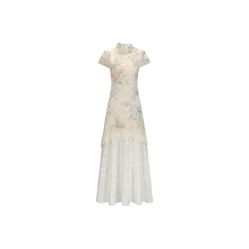 COVT Short Sleeved Dress Women's Chinese Style Floral Dress